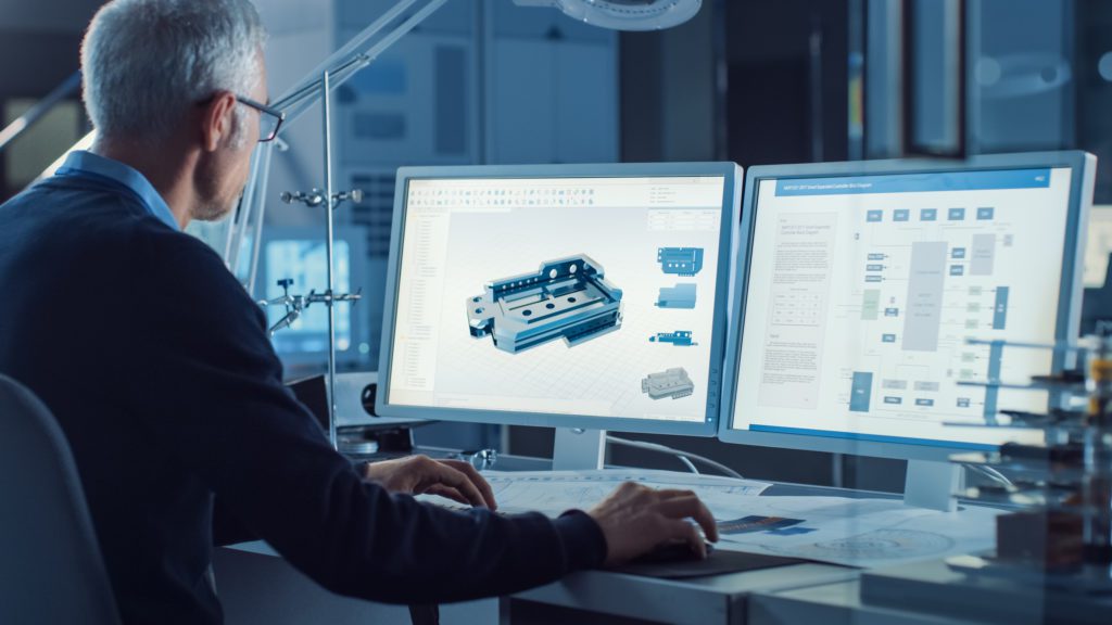 Professional,Heavy,Industry,Engineer,Works,On,Computer,Uses,Cad,Software CAD Software