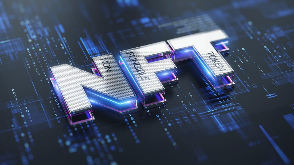 Nft,Nonfungible,Tokens,Concept,-,Nft,Word,On,Abstract,Technology