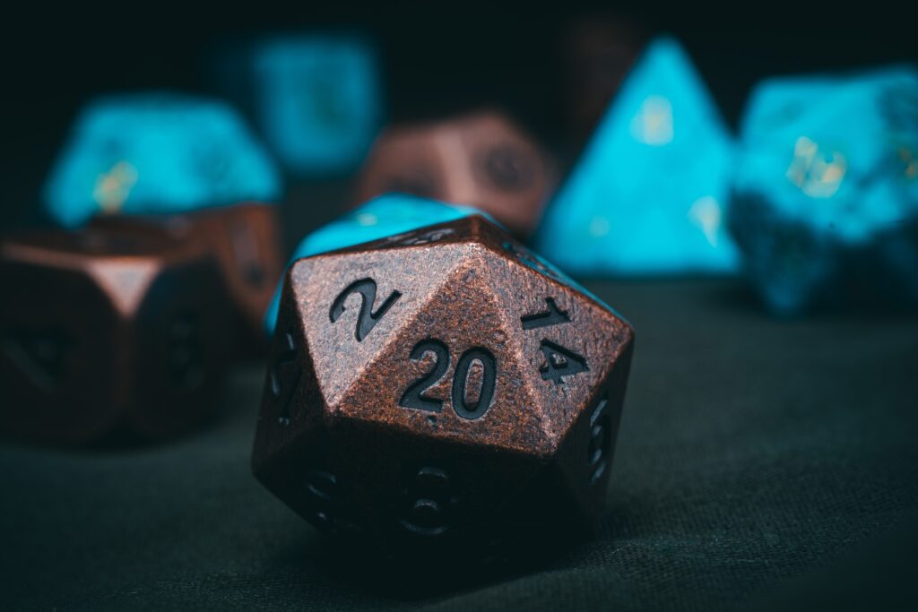 A,Closeup,Of,A,Brown,Dungeons,And,Dragons,Dice,In DND Miniatures